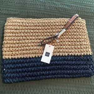 GAP Navy and Tan Woven clutch/Handbag